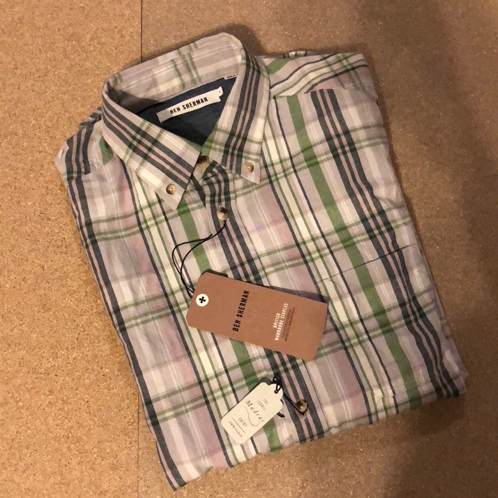 Ben Sherman Madras Plaid long sleeve button down